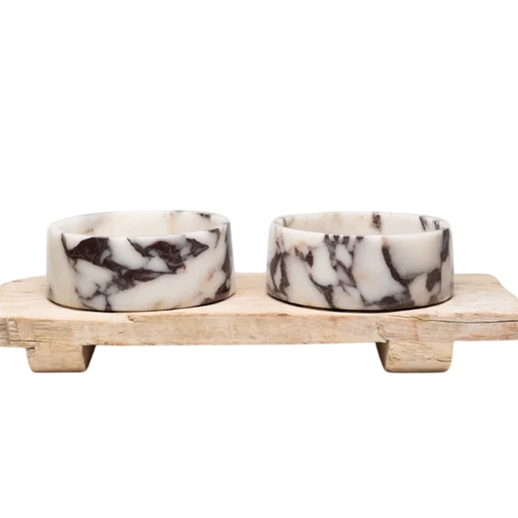 Chloe Marble Dog Bowl - with Stand